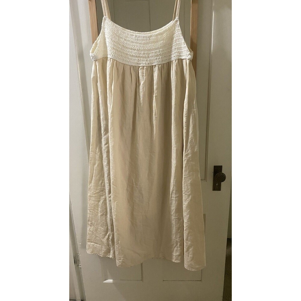 Zara Boho Crochet Ivory Knit Bodice and Linen Blend Flowy Skirt Size M - Picture 5 of 14